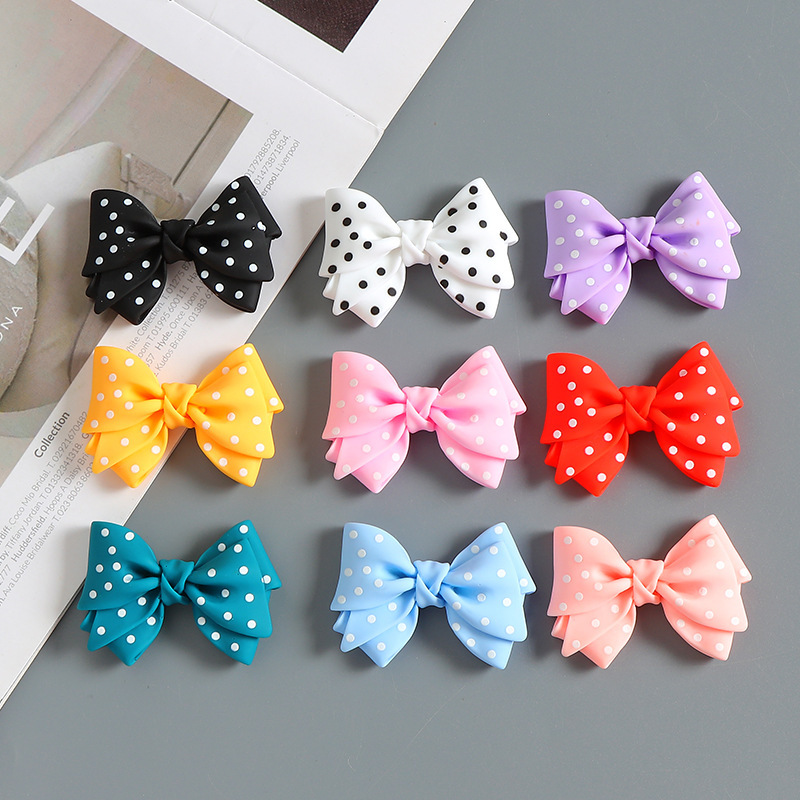 Large Polka Dot Bow DIY Cream Glue Mobile Phone Case Hole Shoe Buckle Ice Skate Sticker Hairpin Cartoon Resin Accessories