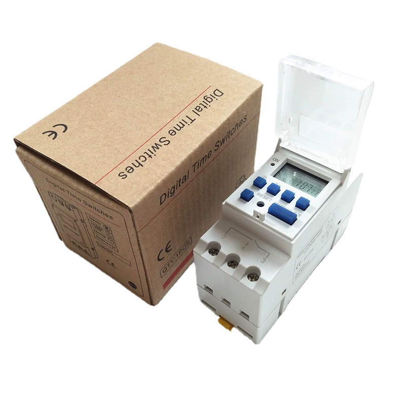 Малый переключатель времени THC15A микрокомпьютер таймер переключатель английская Прозрачная крышка Тип направляющей контроллер времени