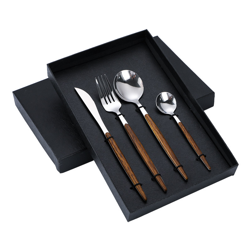 Juego de Cuchillos, Tenedores y Cucharas de 4 y 5 Piezas, Acero Inoxidable 430, Pulido Espejo, para Regalos de Negocios