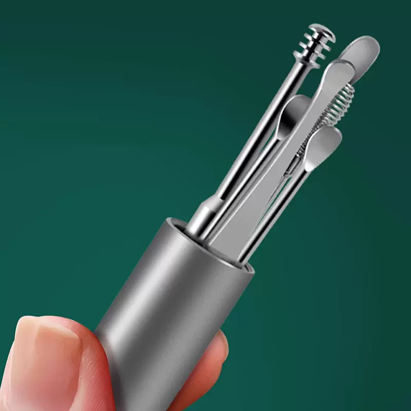 不锈钢耳勺6件套掏耳勺采耳工具螺旋弹簧耳朵清洁器挖耳勺洁耳器