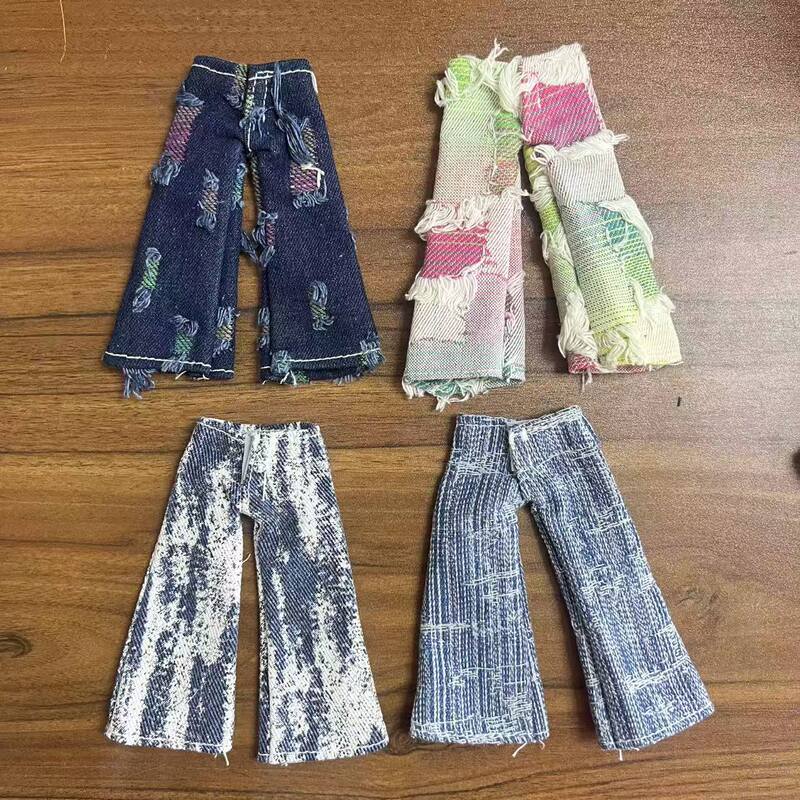 Manufacturer's In-Stock Autumn New Fashion Kt Long-Legged Cat Distressed Trendy Wide-Leg Jeans Washable High-Waisted Doll Clothes