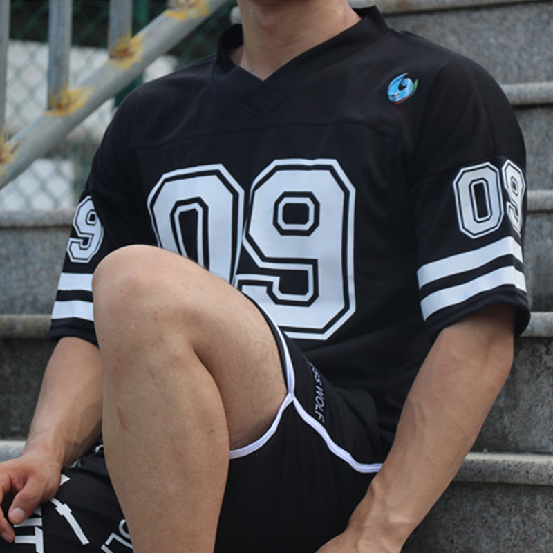 T-shirt estiva a maniche corte in rete larga per ragazzi sottili Top da uomo con scollo a V traspirante ad asciugatura rapida_voghion.com