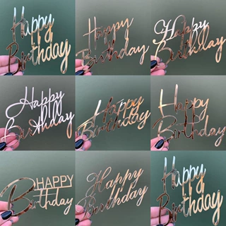 新品跨境ins风亚克力happy birthday蛋糕装饰生日派对甜品台摆件