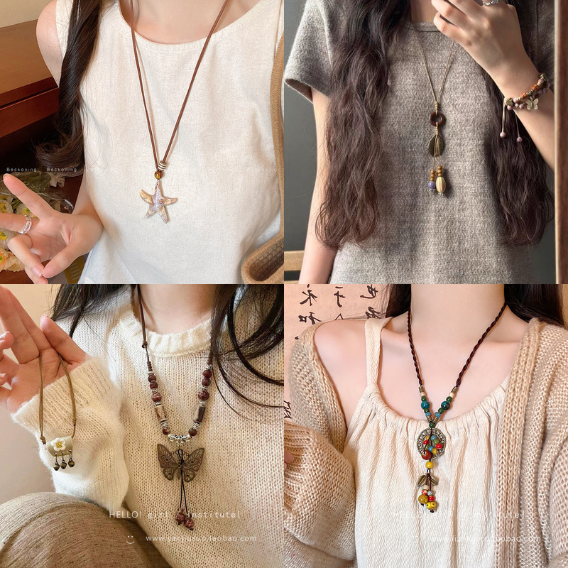 Light luxury design starfish sweater chain, bohemian ethnic style necklace, new Chinese style 2026 new model collarbone chain Light luxury design starfish sweater chain, bohemian ethnic style necklace, new Chinese style 2026 new model collarbone chain