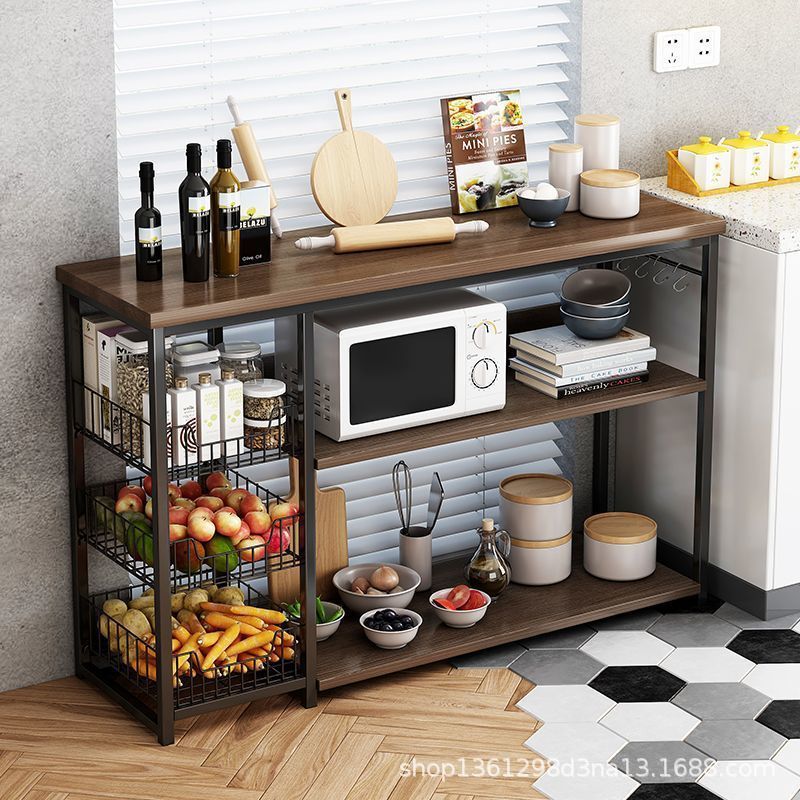 가정용 선반 캐비닛 주방 보관 랙 다기능 스토리지 스토브 랙 다층 전자 레인지 저장 캐비닛 접시
