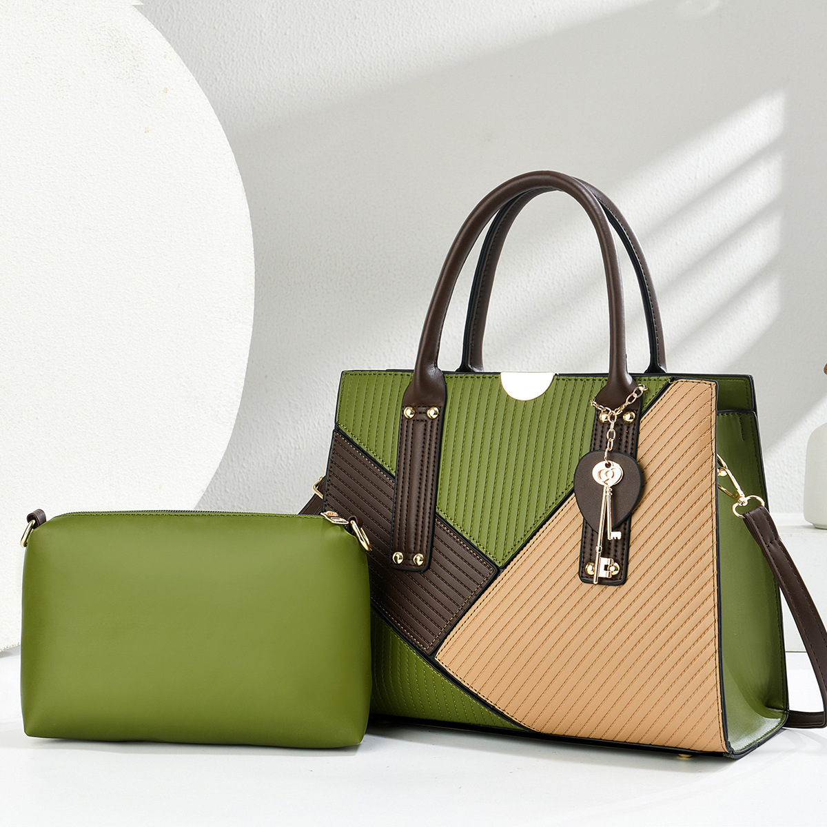 Dos piezas de paquete de bolsos de moda, bolsos de mano retro, bolsos de hombro casuales, bolsos de alta capacidad, bolsos transfronterizos