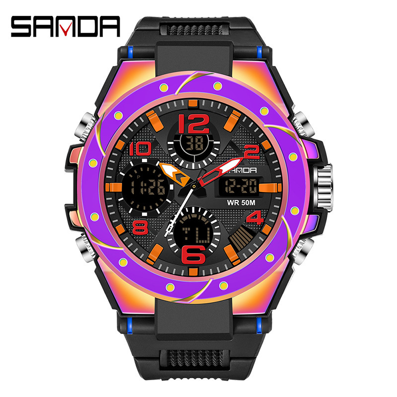 SANDA 6008 colorido multi-funcional impermeable electrónica reloj deportivo e-commerce generación Magia reloj luminoso