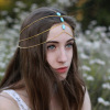 Retro hair accessory with tassels, chain from pearl, fashionable ethnic headband for bride, European style, boho style, ethnic style