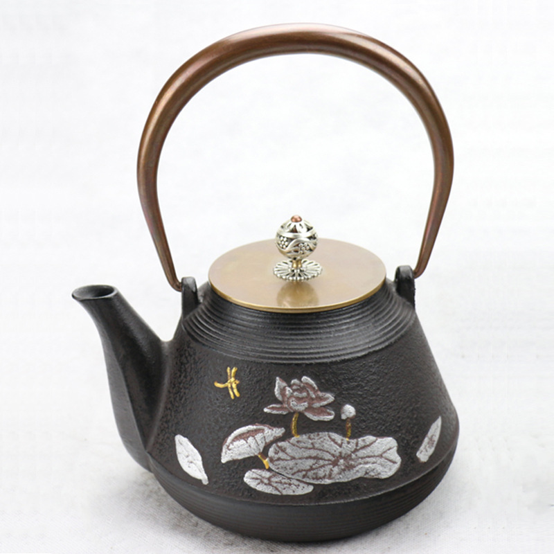 Dianggong Tang Dragon y Phoenix Opera Perla olla de hierro imitación japonesa del Sur antigua olla de hierro tetera sin recubrimiento juego de té de Kung Fu