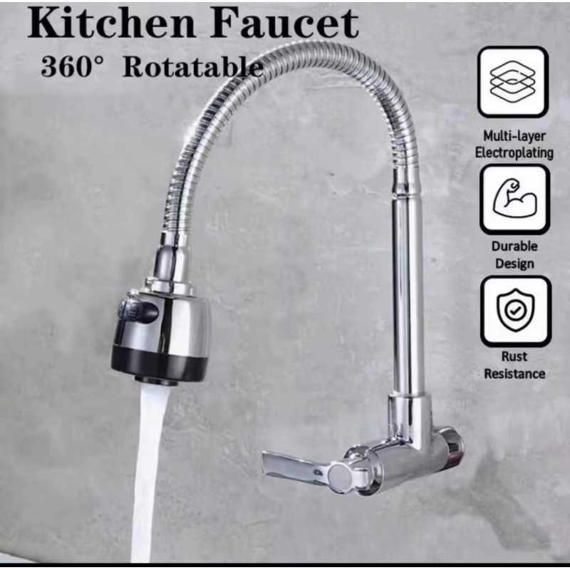 In-Wall Faucet Kitchen In-Wall Single Cold Universal Sink Faucet Kitchen Stainless Steel Sink Balcony Bathroom Faucet