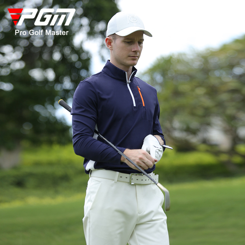 Áo thun golf nam dài tay cổ đứng PGM thiết kế thể thao — YF522-Màu xanh nhạt, YF522-màu xanh nước biển, YF522-màu trắng