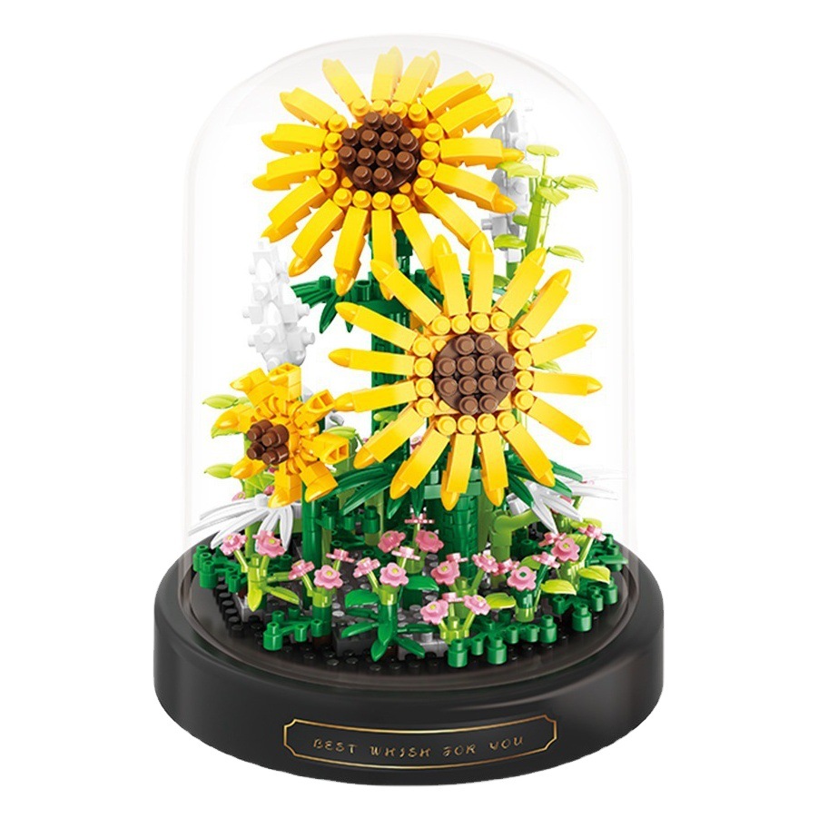 Día de San Valentín educativo ensamblado a mano bloques de construcción de juguete ramo serie decoración de escritorio regalo sorpresa para niños y niñas