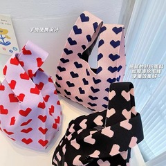 編織包潮流針織托特包小容量日韓ins 百搭手拎手提針織袋愛心包