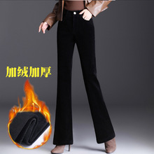25冬季高腰棉裤女微喇休闲女裤加绒加厚灯芯绒裤子大码条绒喇叭裤