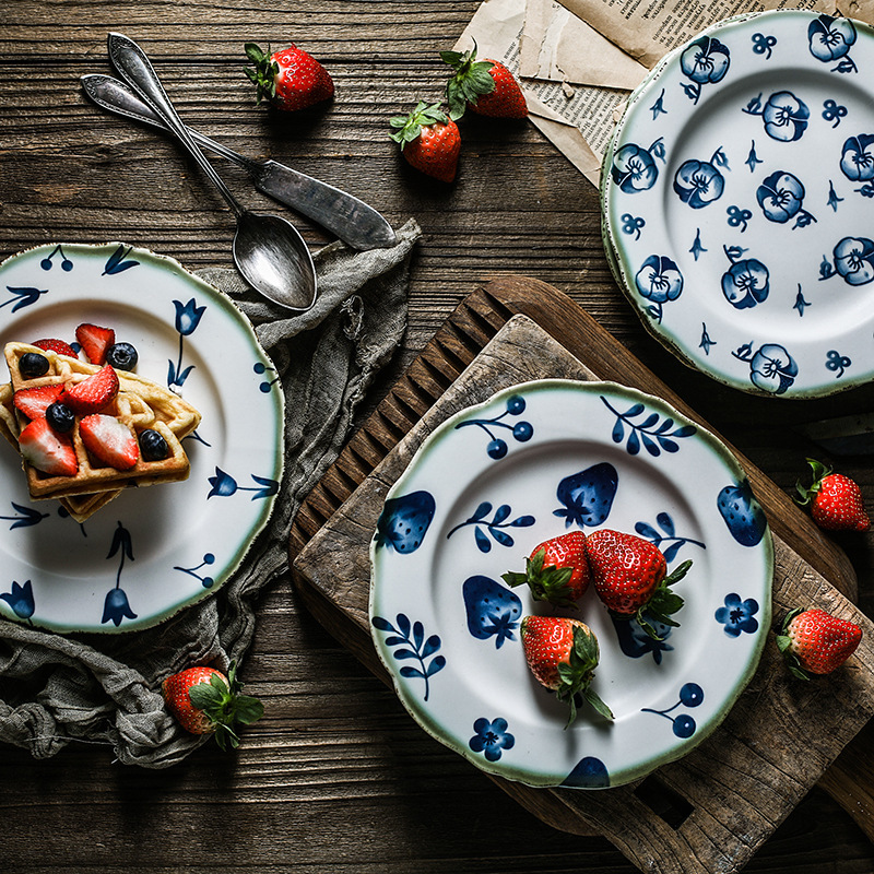 Original ceramic tableware set, Western-style plates, bowls, bread plates, salad bowls, floral series tableware Original ceramic tableware set, Western-style plates, bowls, bread plates, salad bowls, floral series tableware