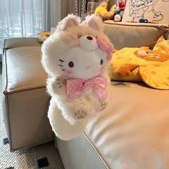 粉色狐狸大尾巴hello kitty包包挂件书包小饰品公仔玩偶配饰女生