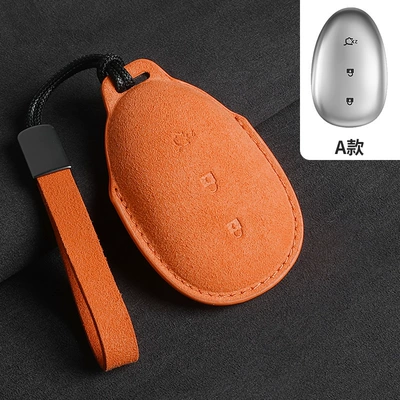 Key Case for Changan A05: Car key bag - qiyuan-type-a-emma-orange-leather-rope