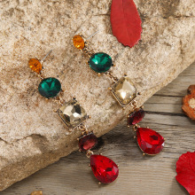 跨境耳环女小清新唯美几何个性彩钻耳环欧美复古金属流苏耳饰