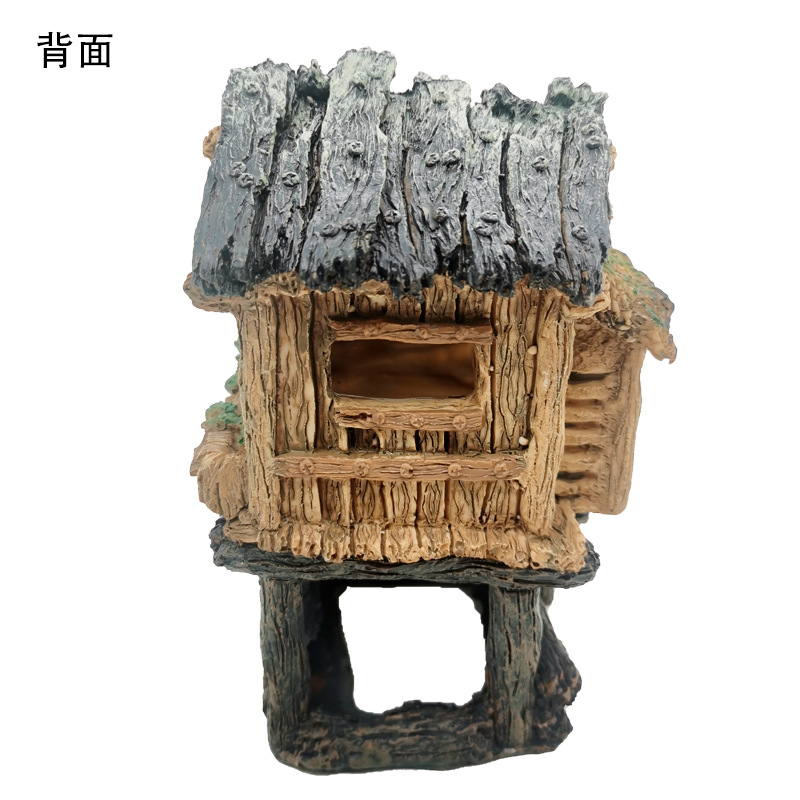 Pecera paisaje simulación vintage casa acuario decoración escalada PET resina Jiangnan cabaña nube grúa edificio paisaje Decoración