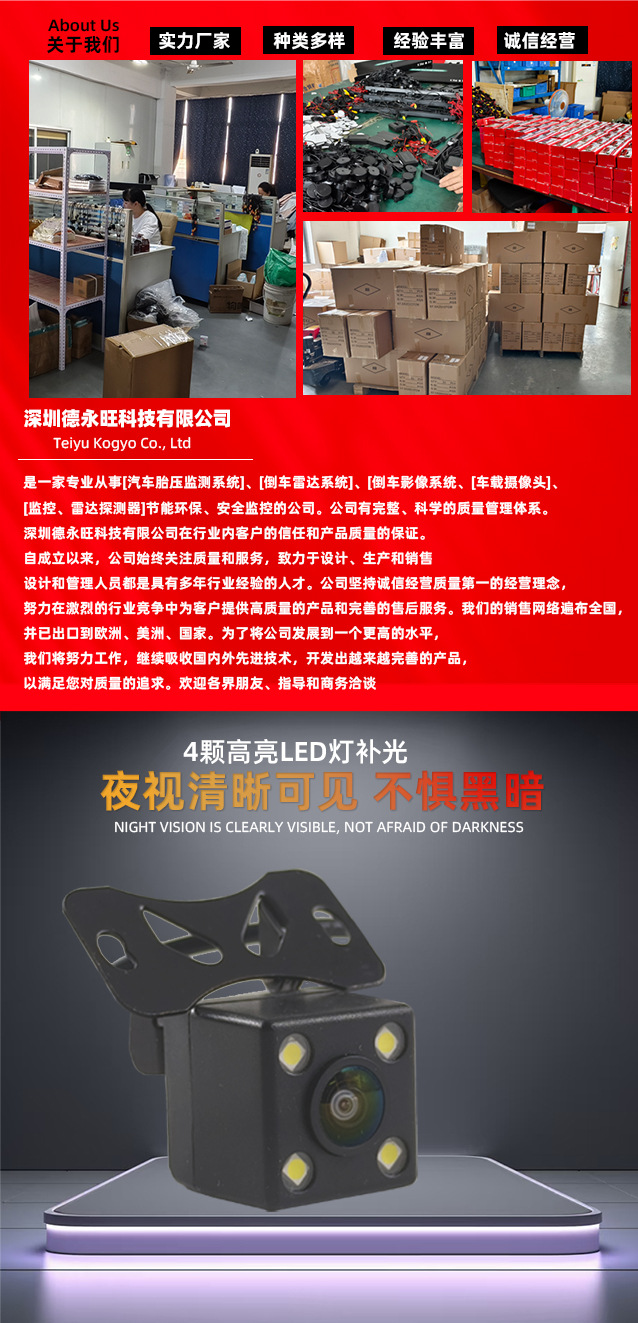 Ccd External Car Universal Reversing Image Rear View Ahd High-Definition Fisheye Waterproof Car Camera Ip68 Waterproof