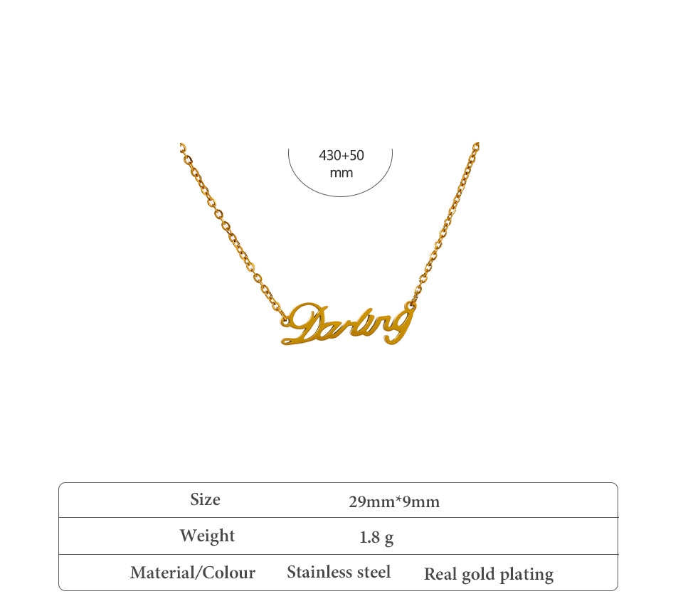 Sweet Letter Titanium Steel Necklace 1 Piece