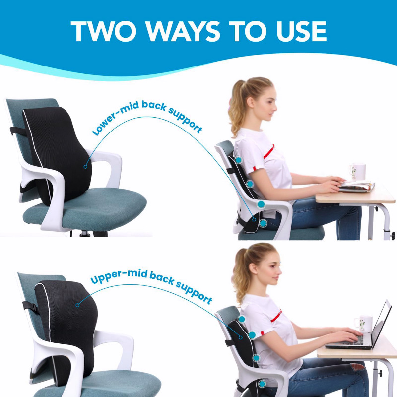 Cross-Border Amazon Car Lumbar Support Office Chair Sedentary Memory Foam Backrest Ergonomic Cushion Waist Support