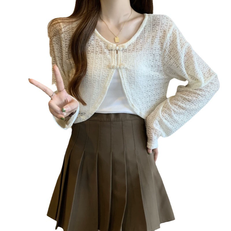 Лет cardigan, тонкая солнцезащитная одежда, с коротким рукавом, накидка, куртка