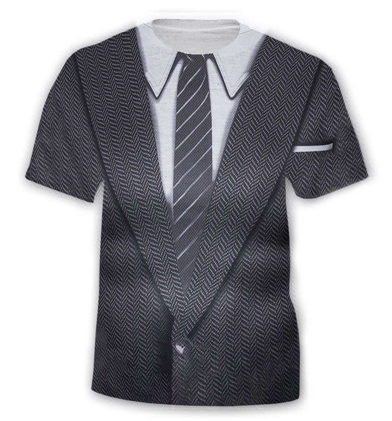 Camiseta tridimensional 3D europea y americana impresión digital manga corta traje falso de comercio exterior de dos piezas camiseta de punto divertida creativa de manga corta