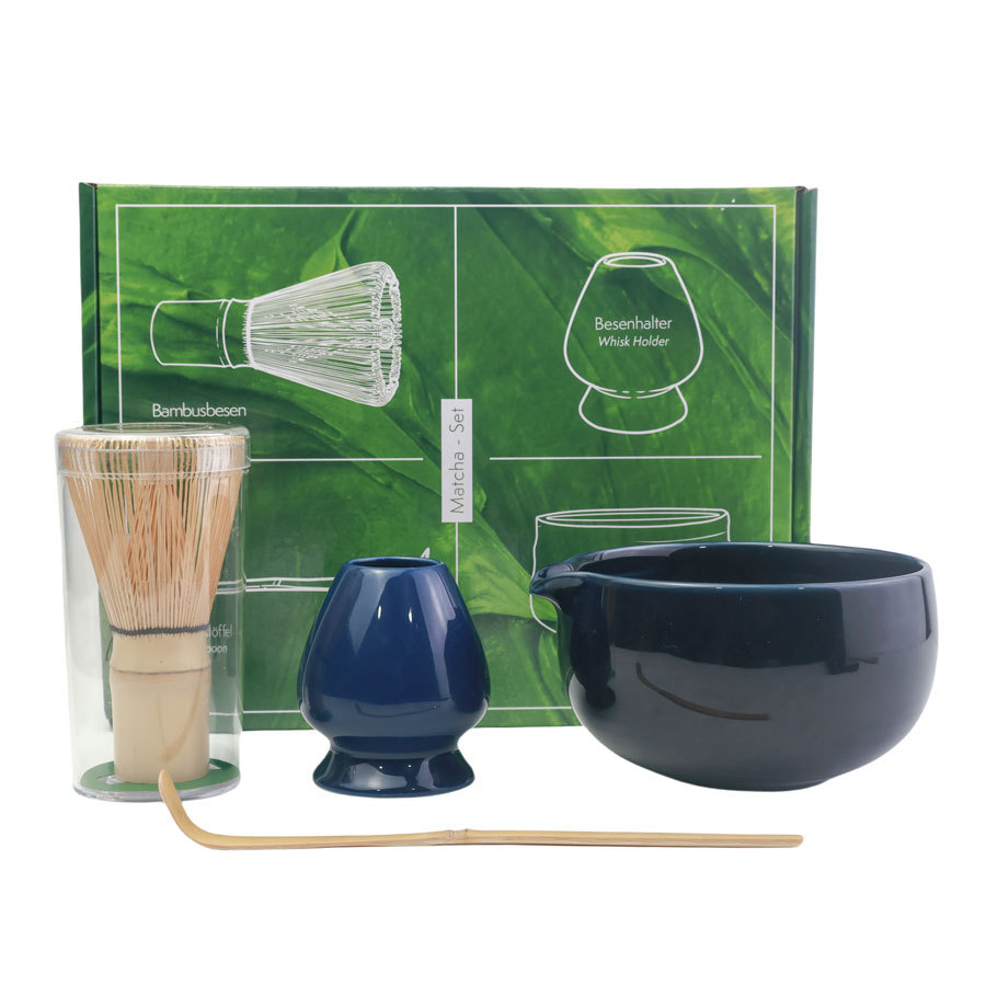 Taza de té de estilo japonés, cepillo de matcha, herramientas de matcha, taza de té de la dinastía Song, caja de regalo de set de matcha