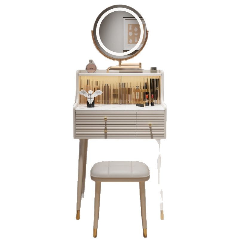 Luz y lujo minimalista estilo francés crema mini camerino de 60cm dormitorio pequeño tabla de maquillaje mini