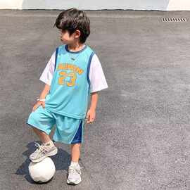 儿童夏装速干运动男孩潮夏季薄款男童套装2025新款中大童篮球服
