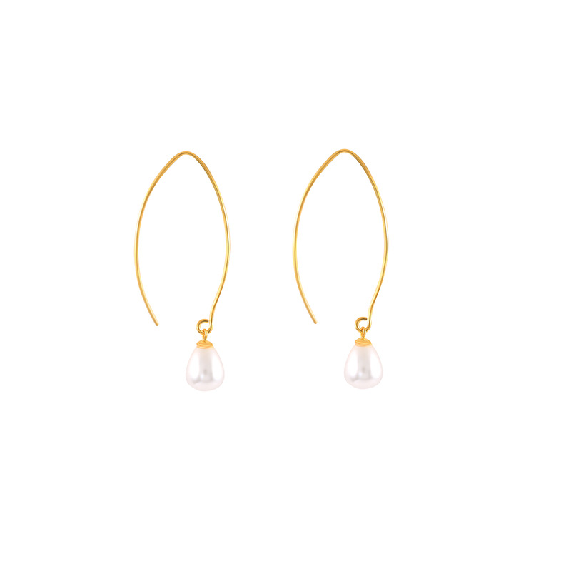 1 Pair Fashion Water Droplets Silver Plating Inlay Pearl Drop Earrings display picture 5