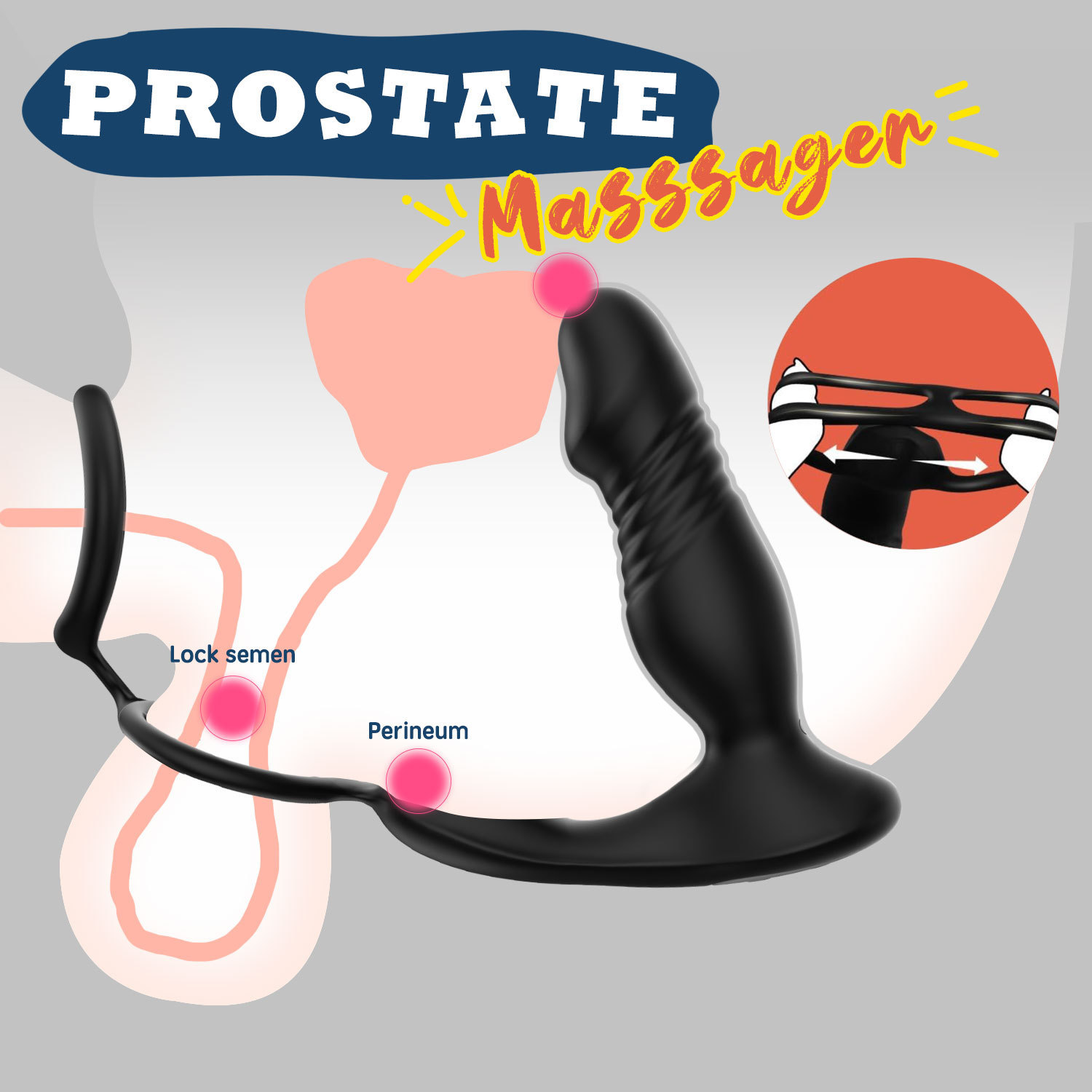 App-Controlled Vibrating Prostate Massager with Double Ring Locking, 9-Frequency Telescopic Anal Plug — detail image 14
