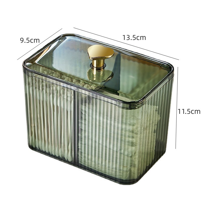 Caja de bastoncillo de algodón de escritorio luz de lujo de alta gama transparente creativo palillo titular hogar compartimento maquillaje algodón lápiz de seda