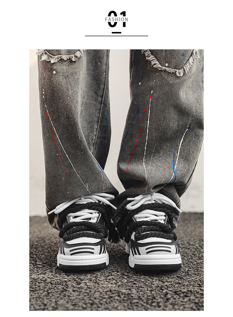 Novos sapatos esportivos masculinos de outono de 2024, sola grossa e antiderrapante, versão coreana, moda moderna, design de nicho, sapatos de pão_voghion.com