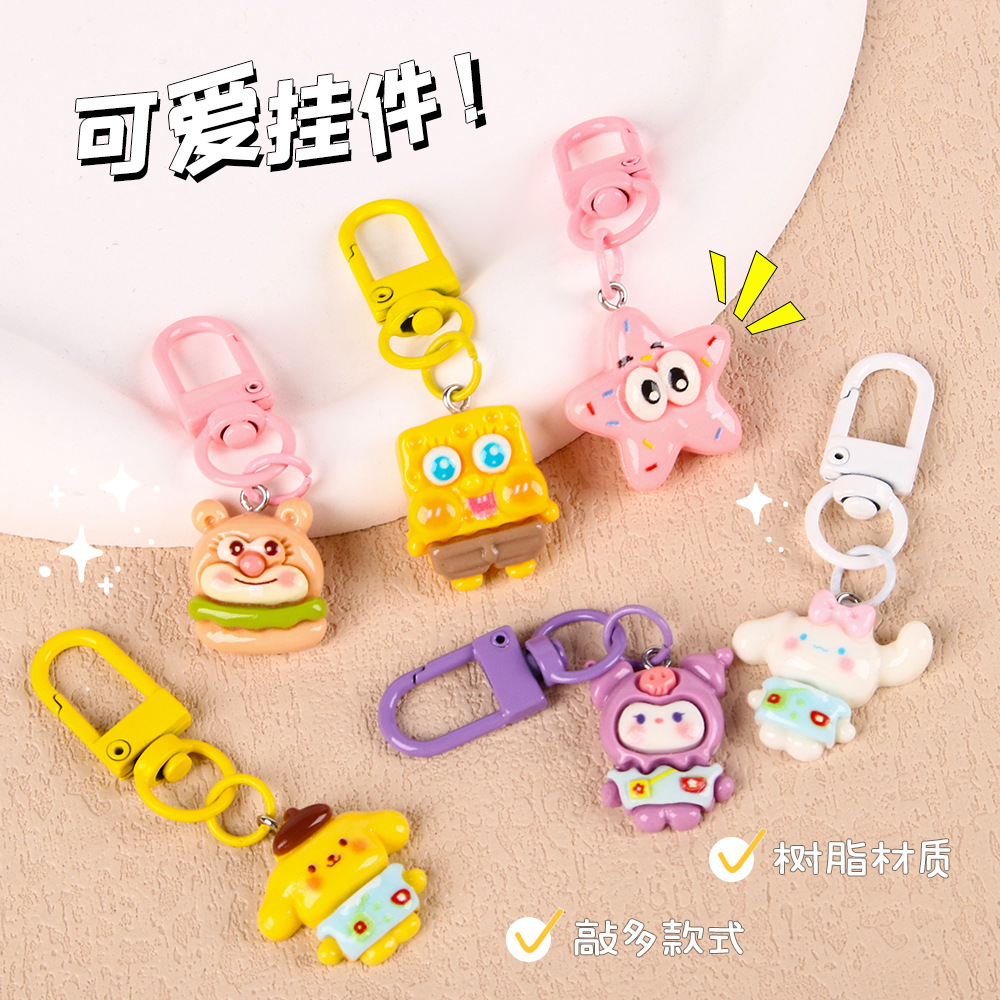 Nuevo estilo de dibujos animados estudiantes llaveros lindos colgantes de resina accesorios bolsos escolares amigos regalos llaveros al por mayor