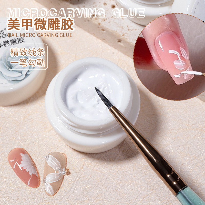 Nail Art Painting Glue White Thickeneded Petal Cream Glue Hook Edge Pull Line Relief Phototherapy Nail Polish Glue Non-Stick