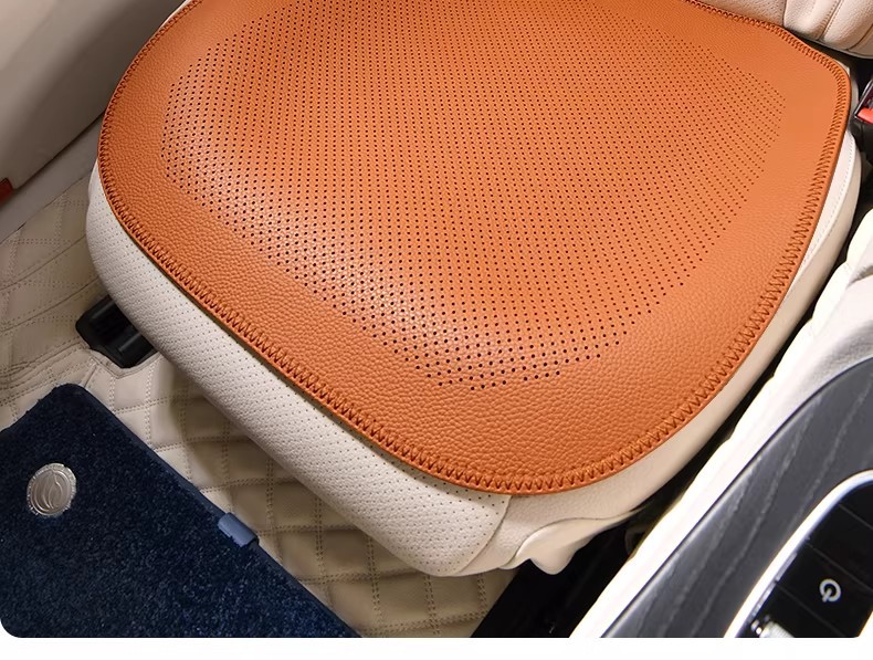 Summer Nappa leather ventilated non-slip car seat cushion suitable for Mercedes-Benz and Tesla, white ultra-thin breathable seat pad