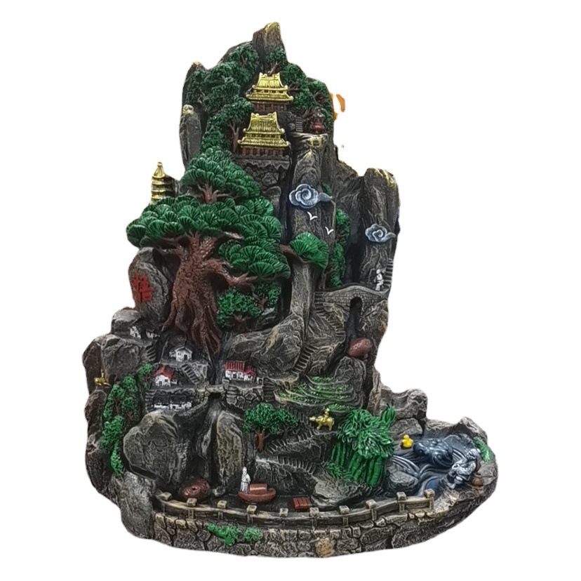 Creative backflow incense burner ornaments backflow incense grains Alpine water backflow incense burner resin backflow cloud incense burner wholesale