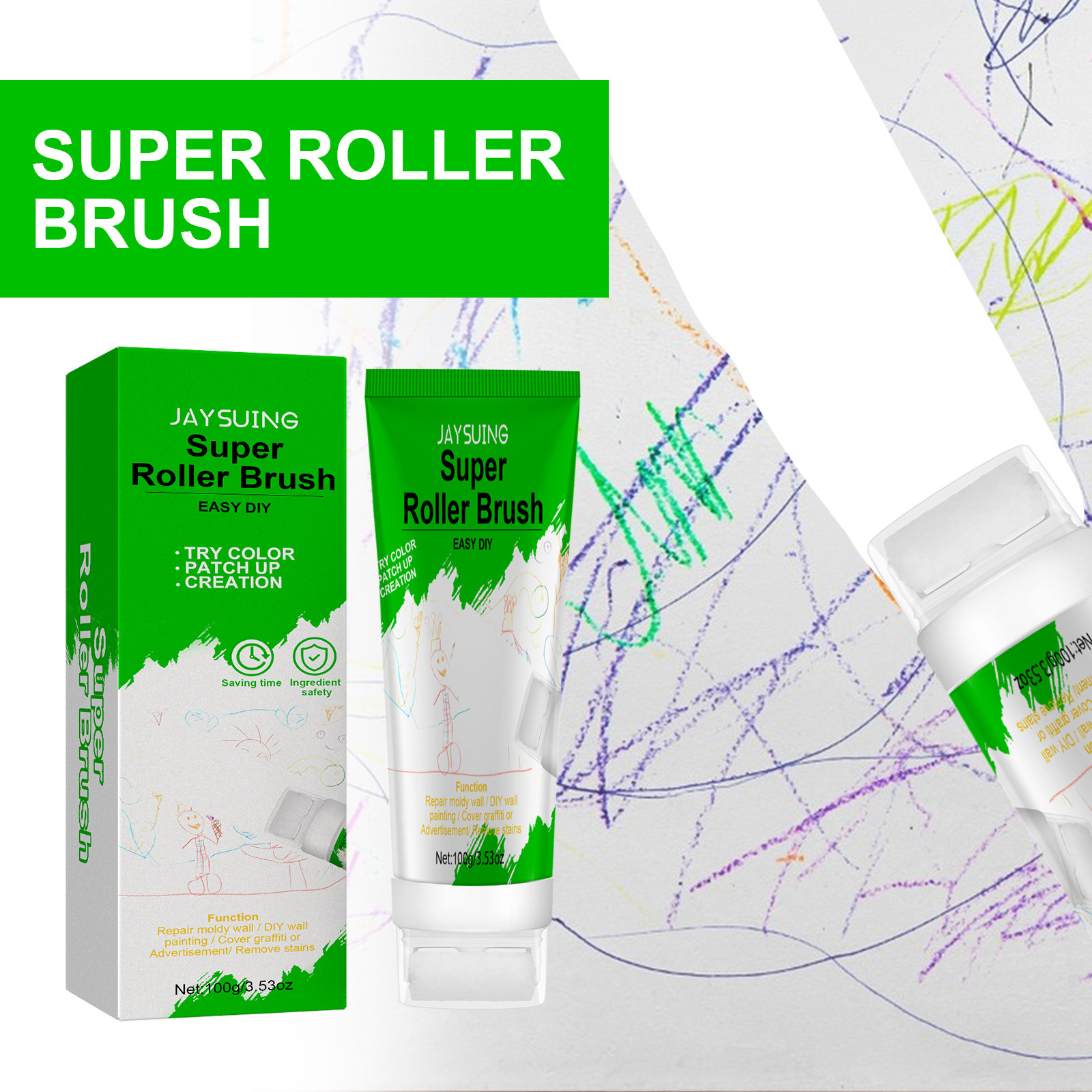 Jaysuing Roll-on Wall Putty for Home Wall Stain, Graffiti, Crack Repair, Maintenance, and Renovation