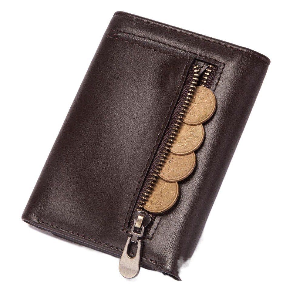 Hummer Paul RFID Multi Card Bit Men's Coin Purse Top Layer Cowhide Men's Zipper Bag Leather Multicolor Wallet Cross Border