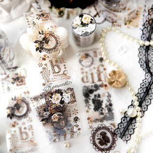 Yanji Lace Dark Nocturne Series Pet Tape DIY Handbook Decoration Material Circulation Sticker 6 Types to Choose