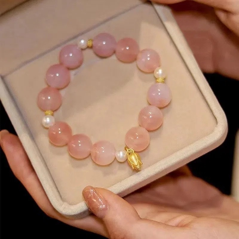 Peach Pearl Bracelet Women's Ins Niche Design Handheld Bracelet Student Advanced Sense Girlfriend Birthday Gift