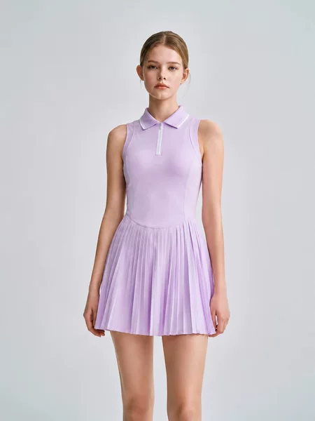 2026 Autumn New Slim-Fit Polo Collar Tennis Dress, Shaping Lines, Sleeveless Tennis Golf Skirt