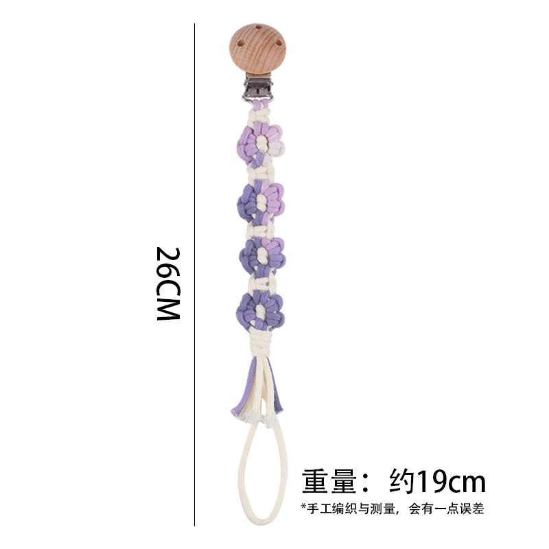 Productos para bebés Clip de chupete de haya Creativo Tejido a mano Estilo pastoral Cadena de chupete de margarita de color