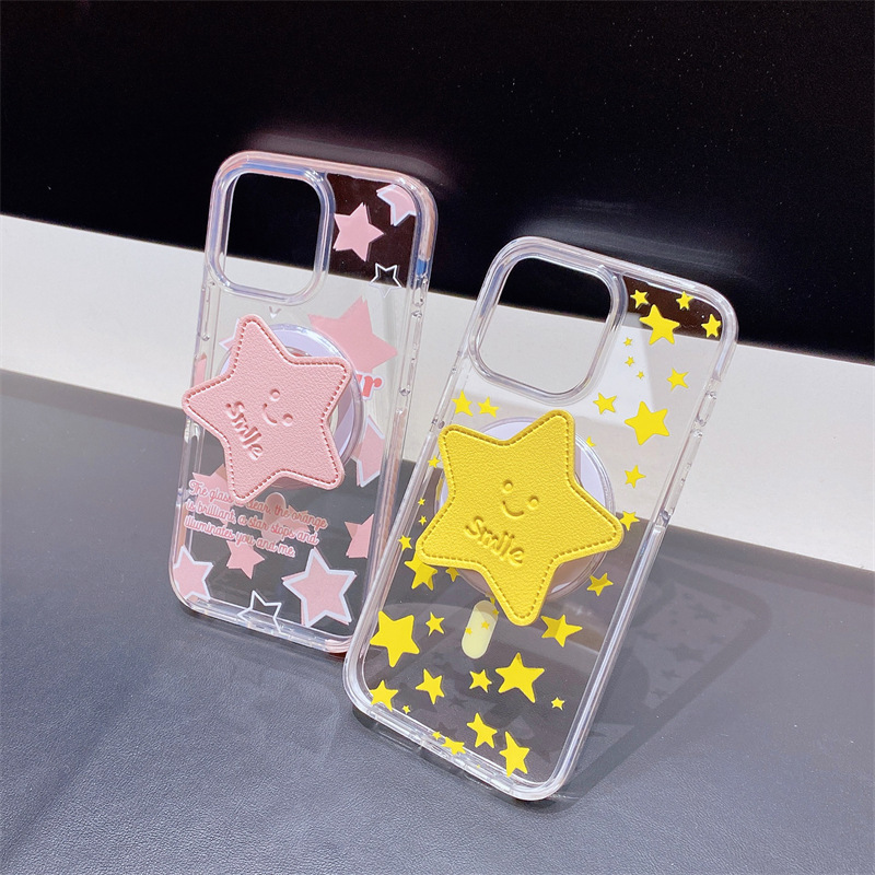 Verano pequeño fresco sonriente estrella para iPhone 16 funda para teléfono móvil 15ProMax simple 14/13 femenino 16Pro
