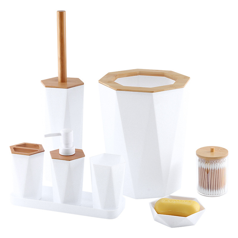 Baño baño combinación conjunto suministros imitación cerámica accesorios de baño traje conjunto de dientes enjuague bucal taza caja de jabón líquido botella bandeja