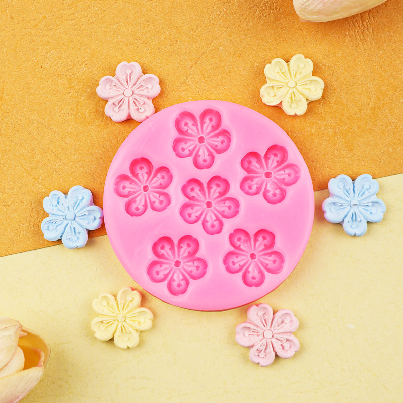 Flor de cerezo ciruela decoración fondant hornear pastel de chocolate molde de silicona epoxi yeso vela toque