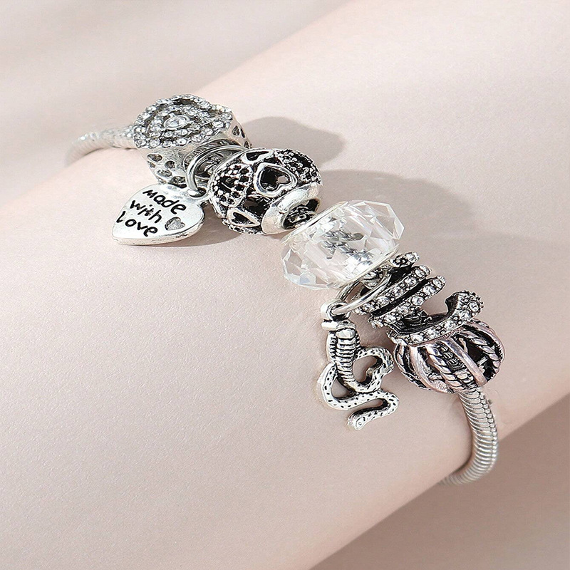 Panjia pulsera Dora DIY cuentas transfronterizas explosión amor letras colgante cobra corazon pulsera de diamante image 5