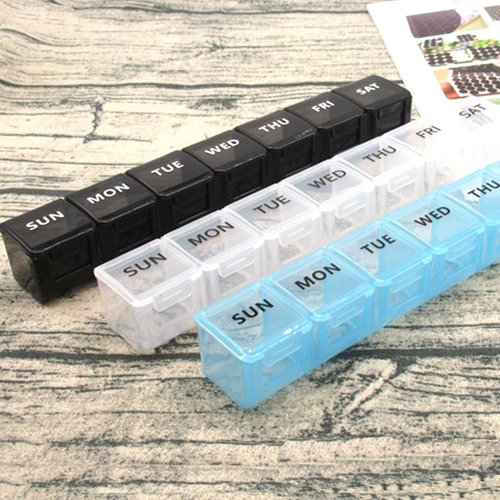 Portable Weekly 7-Compartment pill organizer, large PP 7-compartment pill box for medication sorting and storage